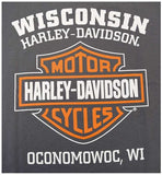 Harley-Davidson Men's Elongated Orange Bar & Shield Charcoal T-Shirt 30291961