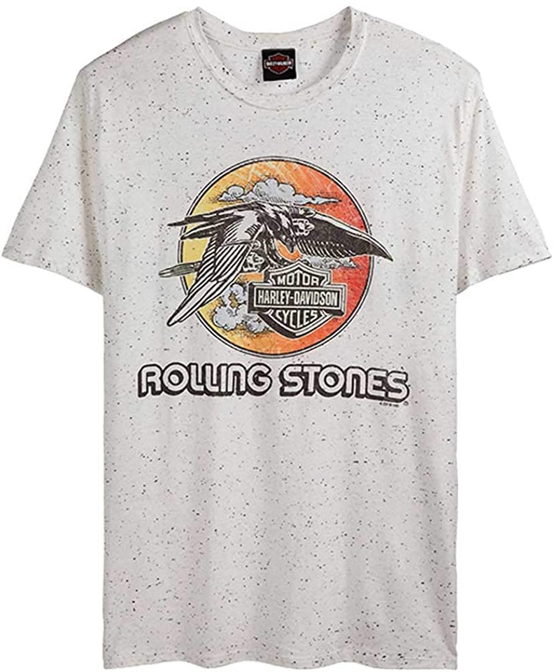 Harley-Davidson Men's Rolling Stones Jet Eagle Short Sleeve Tee - Cream Fleck