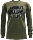 Harley-Davidson Men's Distressed Highmark Long Sleeve Shirt - Military Green