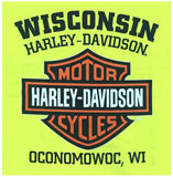 Harley-Davidson Men's Elongated Bar & Shield Safety Green T-Shirt. 30291737