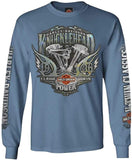 Harley-Davidson Men's Brute Force Crew Neck Long Sleeve Shirt - Indigo Blue