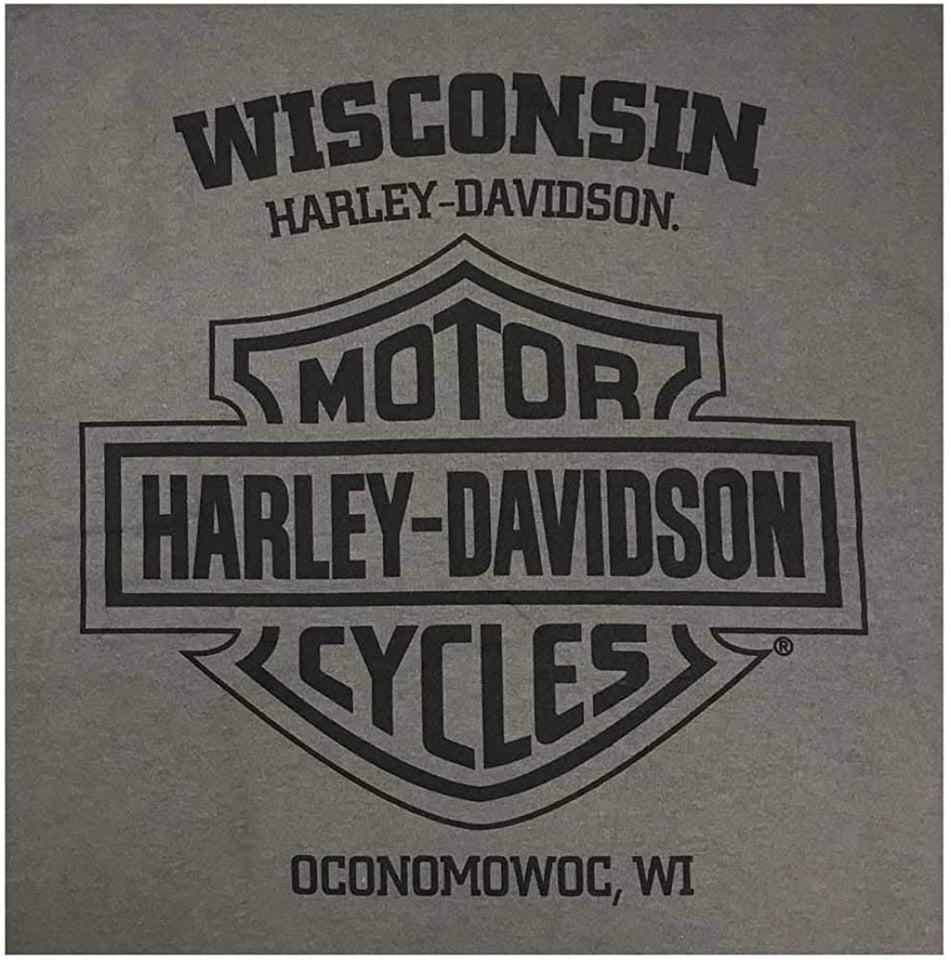 Harley-Davidson Men's Operative Long Sleeve Crew Neck Cotton Shirt, Charcoal