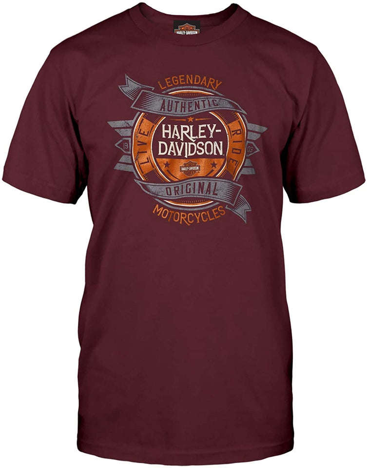 Harley-Davidson Military - Men's Maroon Short-Sleeve Graphic T-Shirt - NSA Bahrain | Cutback