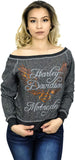 Harley-Davidson Womens Cursive Heart Winged B&S Black Long Sleeve Sweatshirt