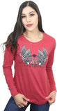 Harley-Davidson Womens Humble Brag Winged Banner Red Long Sleeve T-Shirt