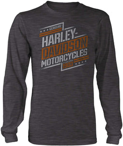 Harley-Davidson Military - Men's Long-Sleeve Charcoal Soft Blend Graphic T-Shirt - Bagram Air Base | Contender