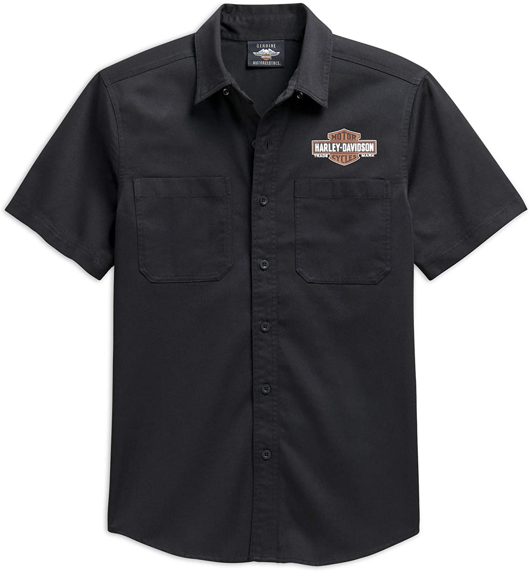 Harley-Davidson Men's Logo Woven Shirt, Black