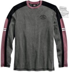 Harley-Davidson Mens Winged B&S Colorblock Grey Long Sleeve T-Shirt 99159-19VM