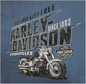 Harley-Davidson Men's Speedshift Long Sleeve Crew Neck Cotton Shirt, Indigo