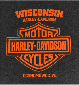 Harley-Davidson Men's Burning Winged B&S Long Sleeve Shirt - Vintage Black