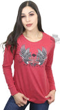 Harley-Davidson Womens Humble Brag Winged Banner Red Long Sleeve T-Shirt