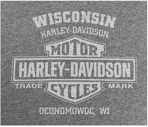 Harley-Davidson Men's Custom Eagle Tonal Short Sleeve Crew-Neck Tee, Washed Gray