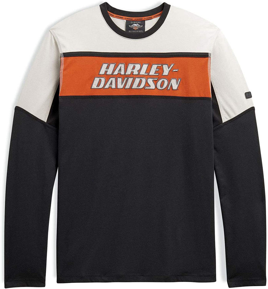 Harley-Davidson Mens #1 B&S Performance Mesh Black Long Sleeve T-Shirt - XL