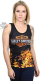 Harley-Davidson Womens Too Hot Flames with Trademark B&S Black Sleeveless Tank