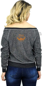 Harley-Davidson Womens Cursive Heart Winged B&S Black Long Sleeve Sweatshirt