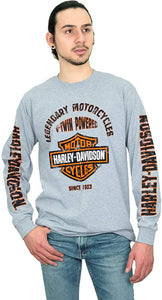 Harley-Davidson Mens Simple Distress B&S Grey Long Sleeve T-Shirt