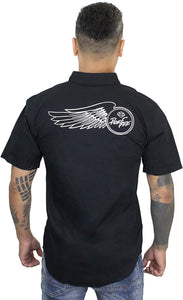 Harley-Davidson Mens Ride Free Wing Black Short Sleeve Woven Shirt - XL 99012-20VM