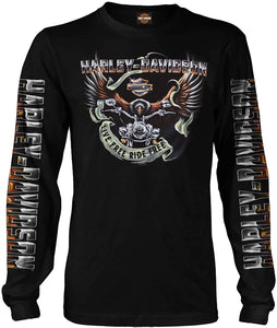 Harley-Davidson Military - Men's Black Long-Sleeve Eagle Graphic T-Shirt - Kadena Air Base | Eagle Ride