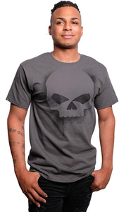 Harley-Davidson Mens Over Spray Willie G Skull Grey Short Sleeve T-Shirt