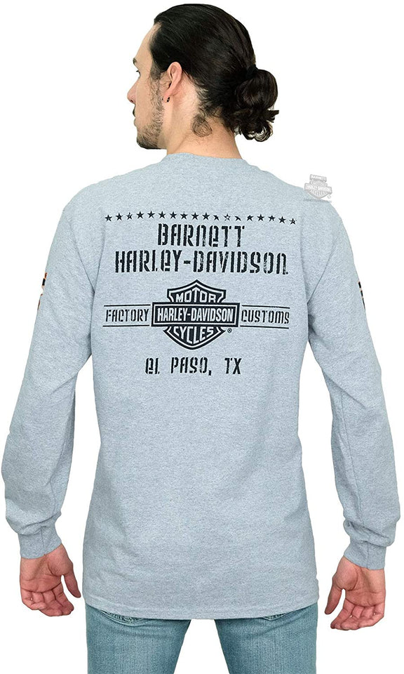 Harley-Davidson Mens Simple Distress B&S Grey Long Sleeve T-Shirt