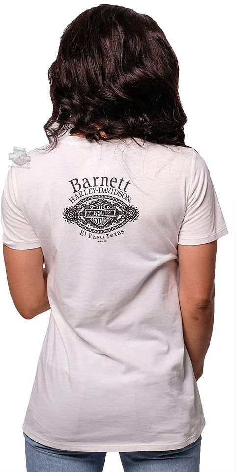 Harley-Davidson Womens Intermix Winged B&S White Short Sleeve T-Shirt