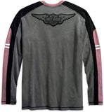 Harley-Davidson Mens Winged B&S Colorblock Grey Long Sleeve T-Shirt 99159-19VM