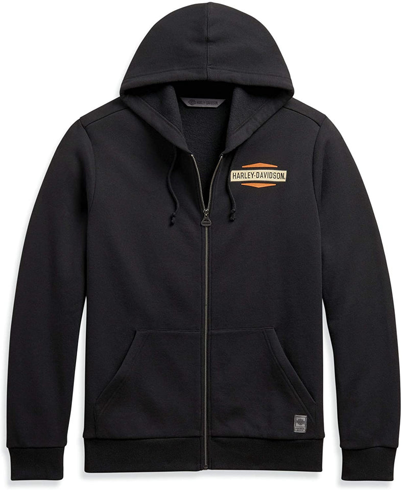 Harley-Davidson Men's Classic Logo Slim Fit Full-Zip Hoodie (Black)