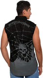 Harley-Davidson Mens Webbed Skull with B&S Black Sleeveless Blowout