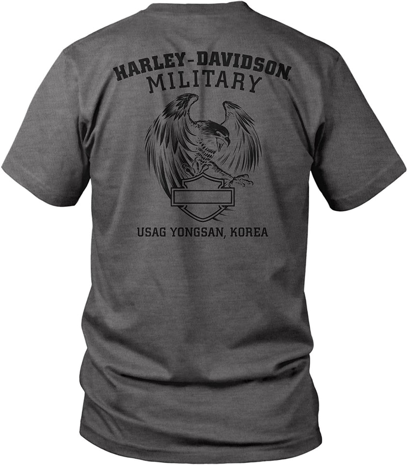 Harley-Davidson Military - Men's Charcoal Bar & Shield Pocket Tee - USAG Yongsan