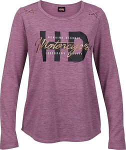 Harley-Davidson Military - Women's Dark Purple Graphic Ribbed Shirt with Foil and X-Stitch - Kadena Air Base | Tact