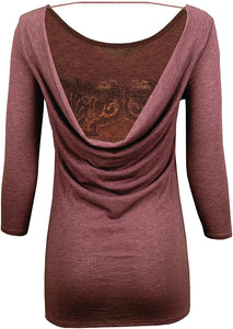 Harley-Davidson Women's Rustic Leaves Mauve 3\/4-Sleeve Shirt